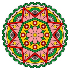 Sticker - Beautiful round mandala with flower pattern isolated on white background. Vector image.