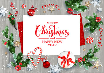 Papier Peint - Christmas card with festive decorations