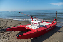 Rescue Rowing Catamaran On The Sand