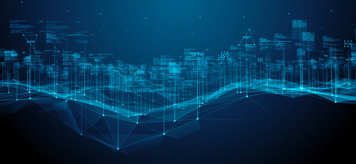 Global digital connected network Internet of things IOT cloud computing cybersecurity - Conceptual 3D Illustration Render