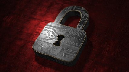 Wall Mural - Digital padlock security protection of personal private information - Conceptual illustration 3D render