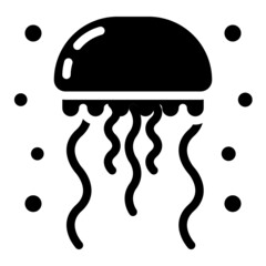 Sticker - jellyfish glyph icon