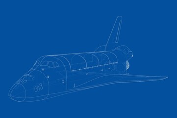 Wall Mural - Space shuttle. Vector rendering of 3d