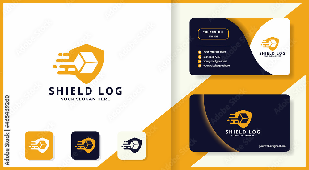 shield box logo and business card design Stock Vector | Adobe Stock