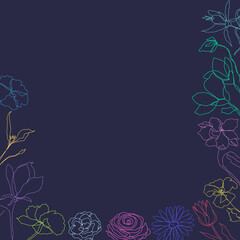 Sticker - Flower border frame background in navy vector