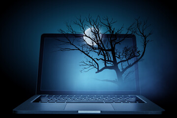 Wall Mural - spooky night image . mixed media