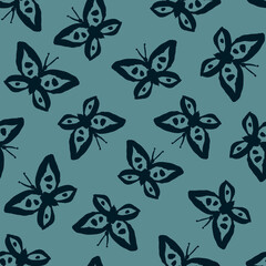 Wall Mural - Vintage seamless pattern with butterflies.