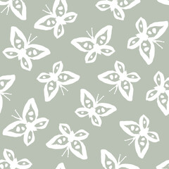 Wall Mural - Vintage seamless pattern with butterflies.