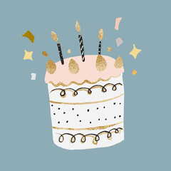 Sticker - Birthday cake sticker, cute element graphic vector