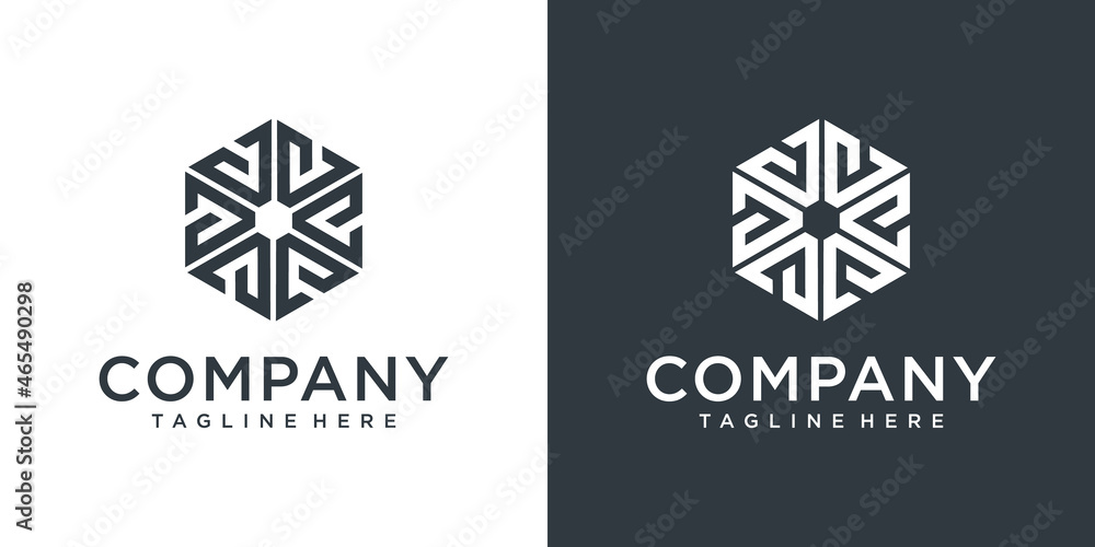 v logo hexagon design Stock Vector | Adobe Stock