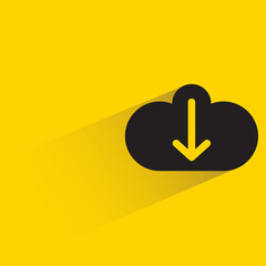 Wall Mural - cloud download with shadow on yellow background