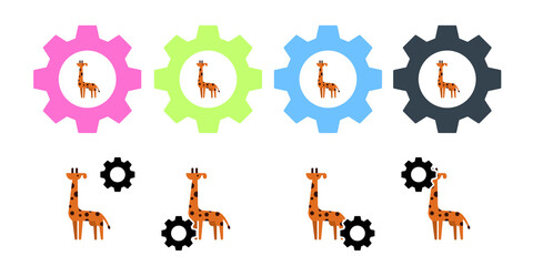 Wall Mural - Giraffe vector icon in gear set illustration for ui and ux, website or mobile application