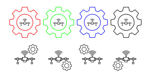 Wall Mural - Drone connection vector icon in gear set illustration for ui and ux, website or mobile application