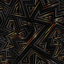 Dark Geometric Vintage Pattern With Metal Effect.
