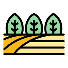 Canvas Print - Farm landscape icon. Outline farm landscape vector icon color flat isolated