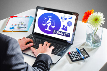 Wall Mural - Equality concept on a laptop screen