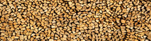 Panoramic View Of A Stack Of Firewood