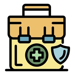 Wall Mural - First aid kit insurance icon. Outline first aid kit insurance vector icon color flat isolated