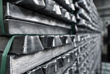 Fototapeta  - Aluminum ingots - aluminum - industrial production - material pile