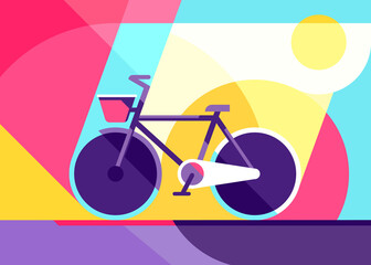 Wall Mural - Banner with city bike. Placard design in flat style.