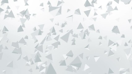 Many pyramid shapes floating in air on white background. Business concept. Symbol of digital technology. 3D loop animation.