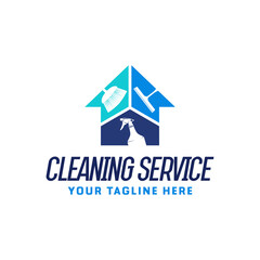 Wall Mural - House cleaning service logo design template