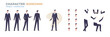 businessman character for animation. Creation set with various views, face emotions, poses and gestures.
