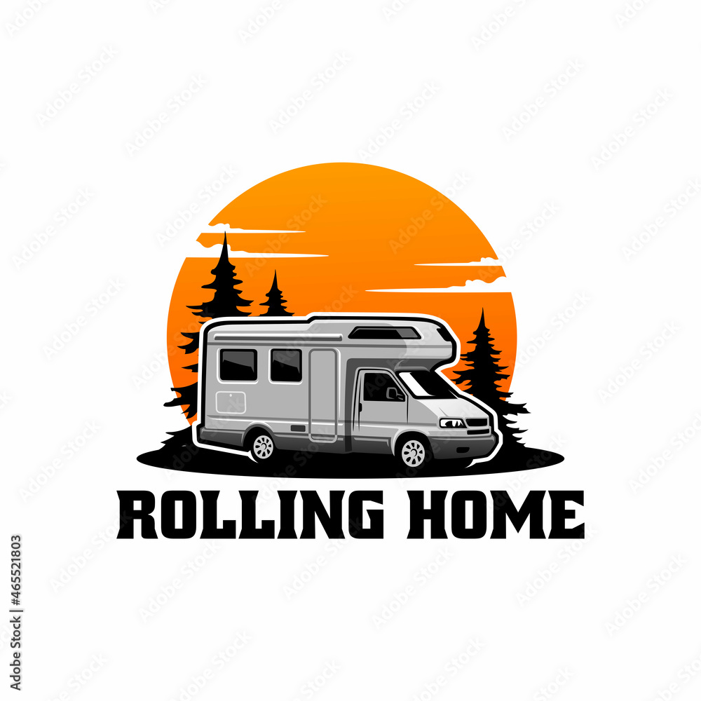 motor home - RV - camper van vehicle isolated logo vector Stock Vector ...