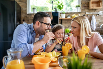 Sticker - Family making juice in their kitchen