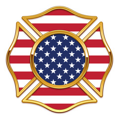 Wall Mural - blank fire department logo base with usa flag