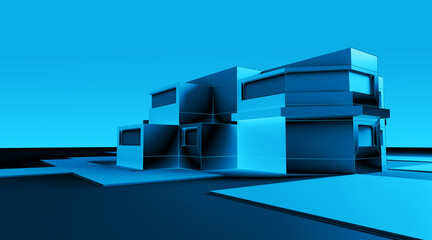 Wall Mural - Modern house abstract rendering