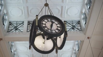 Poster - BUENOS AIRES, ARGENTINA - Aug 08, 2019: A clock on Retiro train station of Buenos Aires