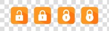 Collection Of Close And Open Lock Icon. Locks Icons Set In White And Yellow Color. Lock And Unlock Simbol. Lock Web Icon Set.
