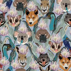 Wall Mural - Australian animals seamless pattern.