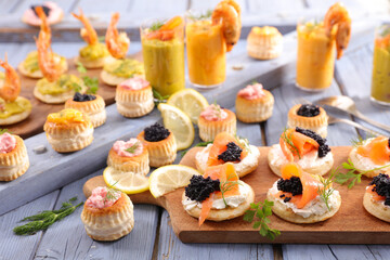 Wall Mural - christmas canape,  toast with salmon and caviar