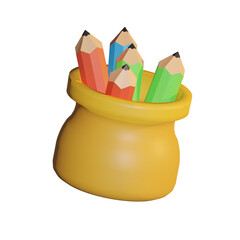 3d rendering of pencil box icon illustration with school or back to school theme 