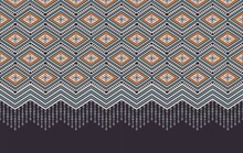 Vector Native Aztec Tribal Rhombus Geometric Zig Zag Line Shape Seamless Background. Ethnic Color Pattern Design. Use For Fabric, Textile, Interior Decoration Elements, Upholstery, Wrapping.