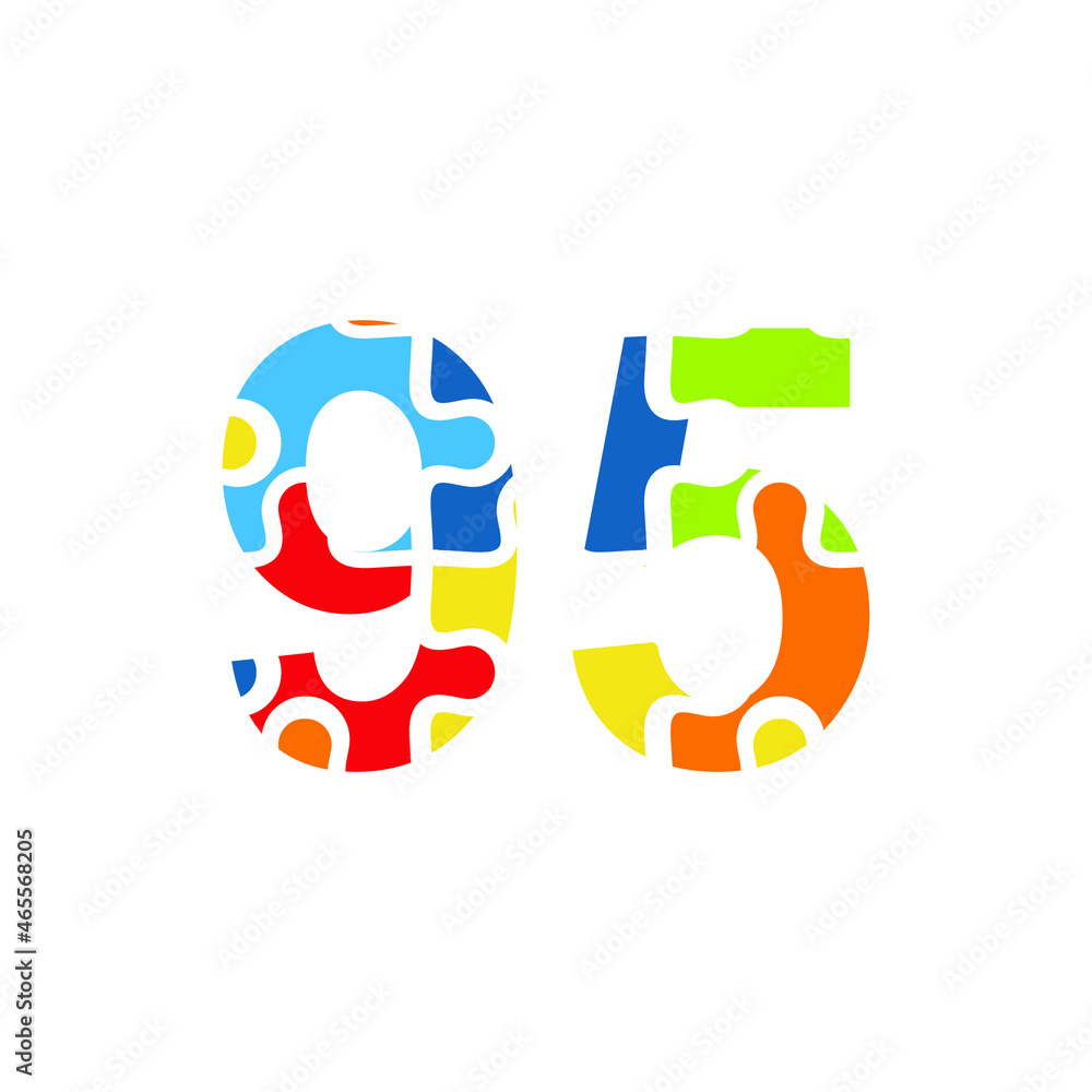 95 Puzzle Number Template. Anniversary template design concept with ...