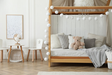 Poster - Stylish room for kid with house bed. Interior design