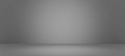 Abstract pastel gray color and gradient white light background in studio table backdrops display product design. Blank empty space room for showing. Blur 3D render podium stage grey texture pattern.