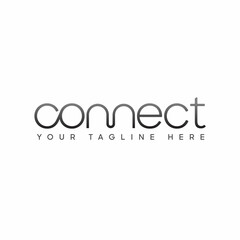 Connect Black Lowercase Logo Design Template Elements. Connected linked co and nn letters with line. Modern Networking Logo Design Vector.