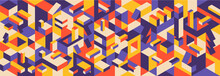 Colorful Abstract Geometric Pattern Design In Isometric Style. Vector Illustration.