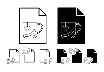 Cup, tea bag, heart vector icon in file set illustration for ui and ux, website or mobile application