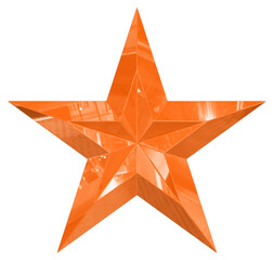 Wall Mural - 5 point star - Christmas Star - orange single isolated on white - 3d rendering
