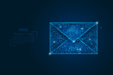 Wall Mural - abstract isolated image of a letter, mail or message. polygonal illustration looks like stars in the