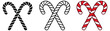 © ATerra - Crossed Candy Cane Clipart Set - Outline, Silhouette and Color