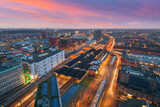 Fototapeta Miasto - The Hague, Netherlands cityscape overlooking Den Haag HS railway Station