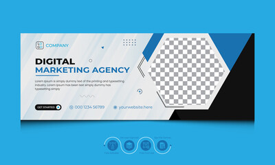 Wall Mural - Business Digital Marketing Web Banner, Corporate Facebook Cover Template, Social Media FB Timeline Banners Design
