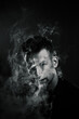 © Elena - male brutal black and white portrait in smoke