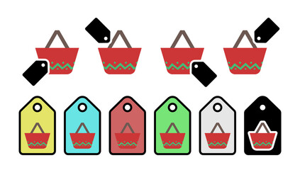 Poster - Handbag color vector icon in tag set illustration for ui and ux, website or mobile application